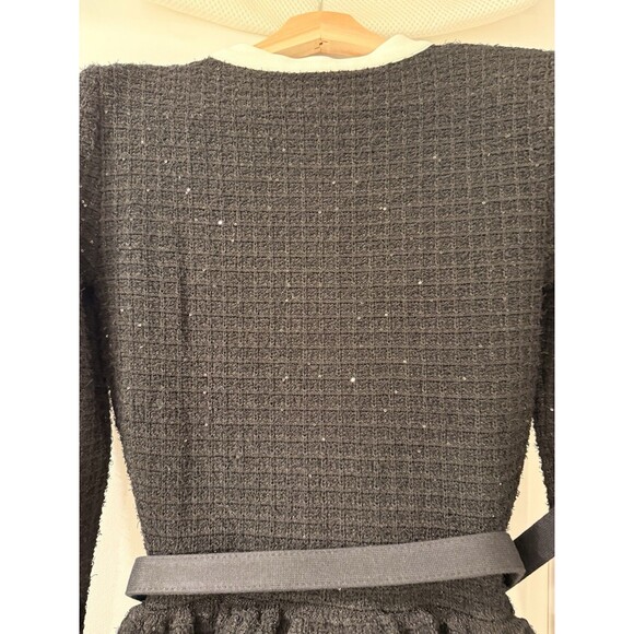 NWOT Self-Portrait BLACK FLORAL TEXTURED KNIT MIDI DRESS, special occasion dress - Picture 15 of 16